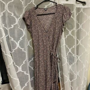 Aerie navy and orange wrap dress